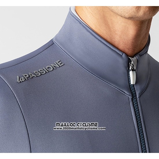 2019 Maillot Ciclismo La Passione Gris Blanc Manches Longues et Cuissard